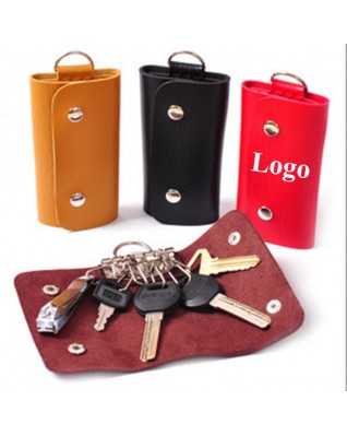 Pu Leather Key Chain Ring Hooks Holder Case Wallet Bag 