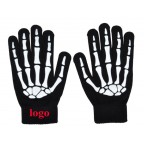 Touch screen skeleton pattern glow in the dark knit gloves