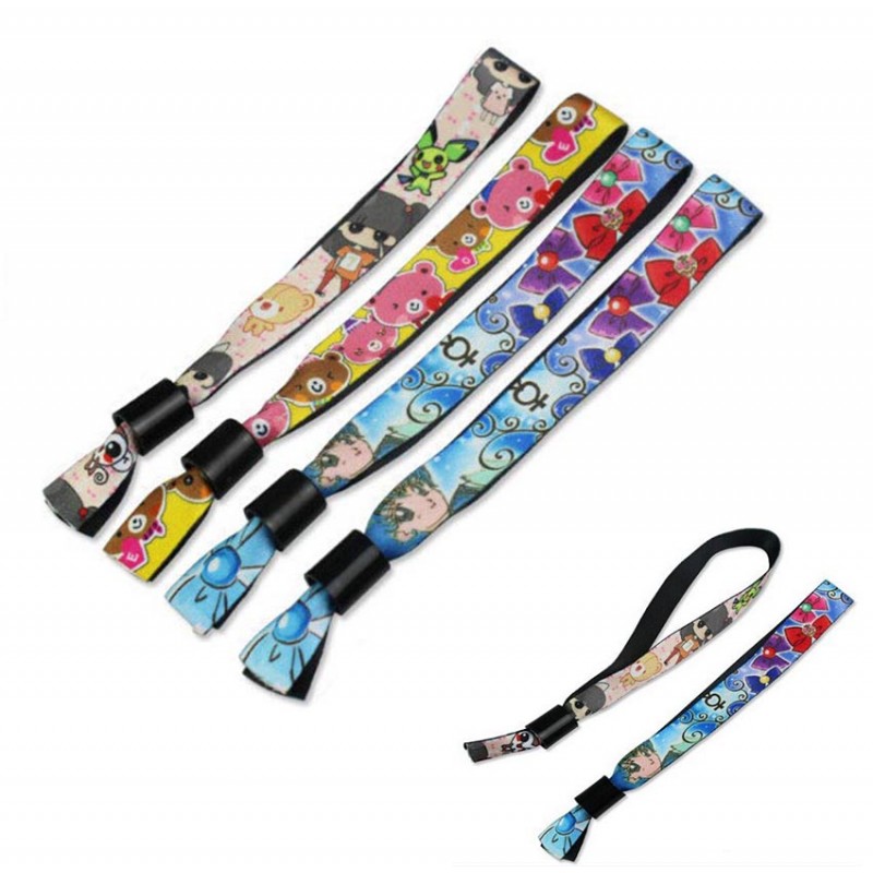 Custom Sport Polyester Woven Slide Lock Wristband
