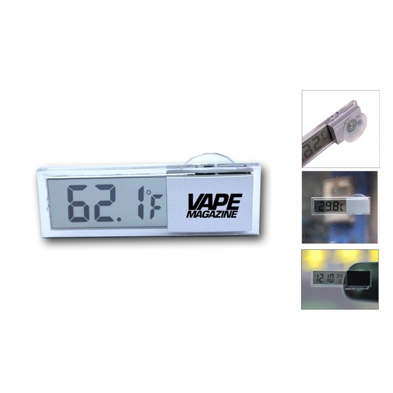 Car 2in1 Digital LCD Clock Thermometer with Suction Cup