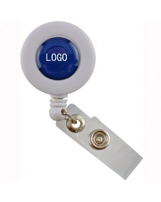 Round Retractable Badge Reel w/ Metal Clip Backing and Badge Holder 