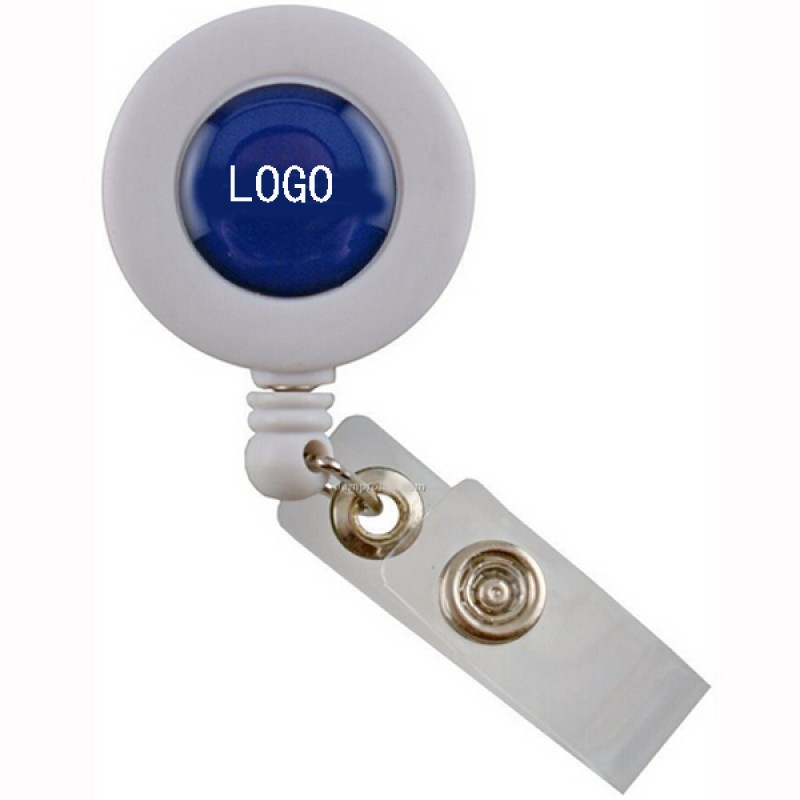 Round Retractable Badge Reel w/ Metal Clip Backing and Badge Holder 