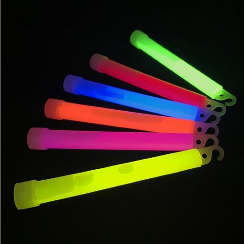 6" Solid Orange Glow Sticks With Built-In Hook and Neck Strings 